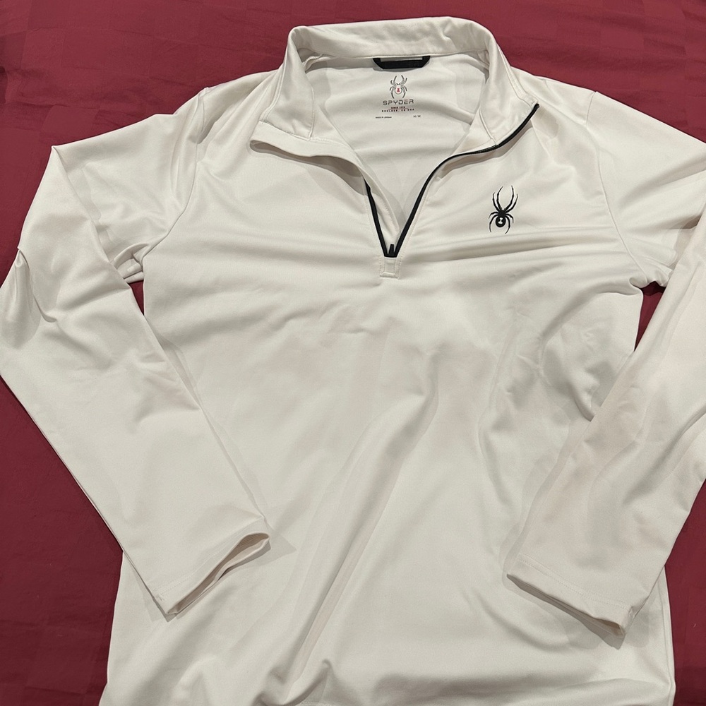 Spyder men’s M White Quarter-Zip Pullover with Black Accent